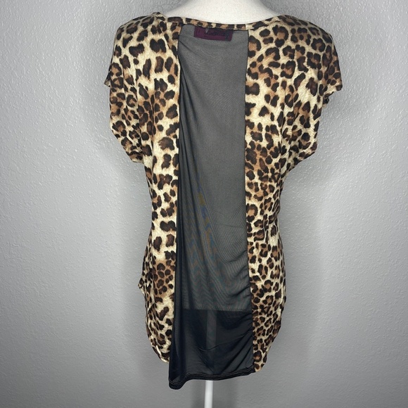 Animal print top with black sheer piece on back - Picture 4 of 7